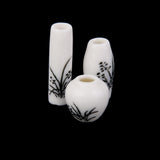 Maxbell 3pcs Dollhouse Miniature Ceramic Flower Vase with Black Painted Floral