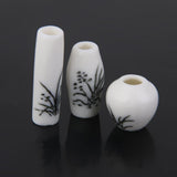 Maxbell 3pcs Dollhouse Miniature Ceramic Flower Vase with Black Painted Floral
