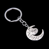 Maxbell 4xSilver Family Name Moon & Heart Key Ring Chain Keyring Xmas Gifts--mom