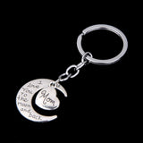 Maxbell 4xSilver Family Name Moon & Heart Key Ring Chain Keyring Xmas Gifts--mom
