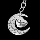 Maxbell 4xSilver Family Name Moon & Heart Key Ring Chain Keyring Xmas Gifts--mom