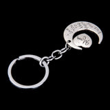 Maxbell 4xSilver Family Name Moon & Heart Key Ring Chain Keyring Xmas Gifts--mom