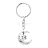 Maxbell 4xSilver Family Name Moon & Heart Key Ring Chain Keyring Xmas Gifts--mom