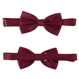 Maxbell 2x3pcs Men's Satin Bow Tie Cummerbund Hanky Handkerchief Wine Red