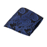 Maxbell Mens Necktie Woven Silk Tie Hanky & Cufflinks Set Wedding Party Neckwear Dark Blue