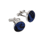 Maxbell Mens Necktie Woven Silk Tie Hanky & Cufflinks Set Wedding Party Neckwear Dark Blue