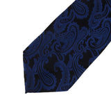 Maxbell Mens Necktie Woven Silk Tie Hanky & Cufflinks Set Wedding Party Neckwear Dark Blue
