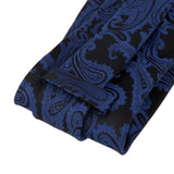 Maxbell Mens Necktie Woven Silk Tie Hanky & Cufflinks Set Wedding Party Neckwear Dark Blue
