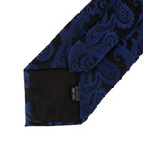 Maxbell Mens Necktie Woven Silk Tie Hanky & Cufflinks Set Wedding Party Neckwear Dark Blue