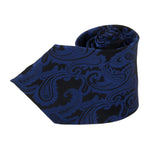 Maxbell Mens Necktie Woven Silk Tie Hanky & Cufflinks Set Wedding Party Neckwear Dark Blue