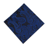 Maxbell Mens Necktie Woven Silk Tie Hanky & Cufflinks Set Wedding Party Neckwear Dark Blue