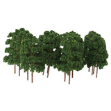 Maxbell 2x20Pcs Model Abies Holophylla Tress Train Railroad Scenery 1:150 Dark Green