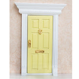 Maxbell 1:12 Dollhouse Miniature Wooden Yellow Exterior Door 6 Panel with Key