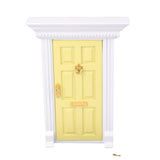 Maxbell 1:12 Dollhouse Miniature Wooden Yellow Exterior Door 6 Panel with Key