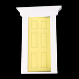 Maxbell 1:12 Dollhouse Miniature Wooden Yellow Exterior Door 6 Panel with Key
