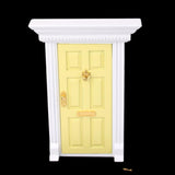 Maxbell 1:12 Dollhouse Miniature Wooden Yellow Exterior Door 6 Panel with Key