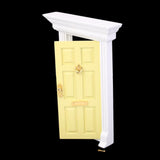 Maxbell 1:12 Dollhouse Miniature Wooden Yellow Exterior Door 6 Panel with Key