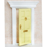 Maxbell 1:12 Dollhouse Miniature Wooden Yellow Exterior Door 6 Panel with Key