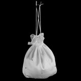 Maxbell 5xSatin Pearl Rhinestone Wedding Bridal Dolly Bag Handbag Ivory 22x22cm