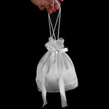 Maxbell 5xSatin Pearl Rhinestone Wedding Bridal Dolly Bag Handbag Ivory 22x22cm