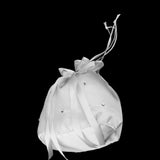 Maxbell 5xSatin Pearl Rhinestone Wedding Bridal Dolly Bag Handbag Ivory 22x22cm