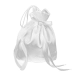 Maxbell 5xSatin Pearl Rhinestone Wedding Bridal Dolly Bag Handbag Ivory 22x22cm