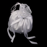 Maxbell 3xSatin Pearl Rhinestone Wedding Bridal Dolly Bag Handbag Ivory 22x22cm