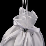 Maxbell 3xSatin Pearl Rhinestone Wedding Bridal Dolly Bag Handbag Ivory 22x22cm
