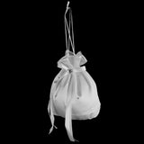 Maxbell 7xSatin Pearl Rhinestone Wedding Bridal Dolly Bag Handbag Ivory 22x22cm