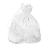 Maxbell 24xSatin Pearl Rhinestone Wedding Bridal Dolly Bag Handbag Ivory 21x22cm