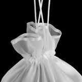 Maxbell 24xSatin Pearl Rhinestone Wedding Bridal Dolly Bag Handbag Ivory 21x22cm
