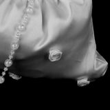 Maxbell 5xSatin Pearl Rhinestone Wedding Bridal Dolly Bag Handbag Ivory 22x20cm