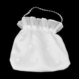 Maxbell 5xSatin Pearl Rhinestone Wedding Bridal Dolly Bag Handbag Ivory 22x20cm