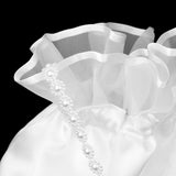Maxbell 5xSatin Pearl Rhinestone Wedding Bridal Dolly Bag Handbag Ivory 22x20cm