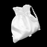 Maxbell 5xSatin Pearl Rhinestone Wedding Bridal Dolly Bag Handbag Ivory 22x20cm