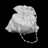 Maxbell 5xSatin Pearl Rhinestone Wedding Bridal Dolly Bag Handbag Ivory 22x20cm