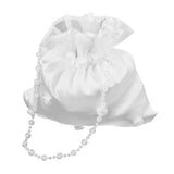 Maxbell 5xSatin Pearl Rhinestone Wedding Bridal Dolly Bag Handbag Ivory 22x20cm