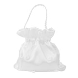 Maxbell 5xSatin Pearl Rhinestone Wedding Bridal Dolly Bag Handbag Ivory 22x20cm
