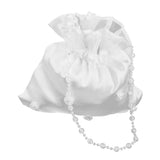 Maxbell 5xSatin Pearl Rhinestone Wedding Bridal Dolly Bag Handbag Ivory 22x20cm