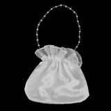 Maxbell 5xSatin Pearl Rhinestone Wedding Bridal Dolly Bag Handbag Ivory 22x20cm