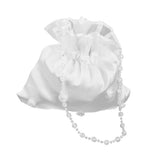 Maxbell 5xSatin Pearl Rhinestone Wedding Bridal Dolly Bag Handbag Ivory 22x20cm