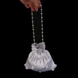 Maxbell 5xSatin Pearl Rhinestone Wedding Bridal Dolly Bag Handbag Ivory 22x20cm