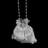 Maxbell 5xSatin Pearl Rhinestone Wedding Bridal Dolly Bag Handbag Ivory 22x20cm