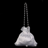 Maxbell 5xSatin Pearl Rhinestone Wedding Bridal Dolly Bag Handbag Ivory 22x20cm