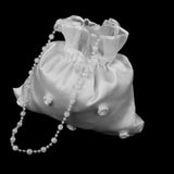 Maxbell 5xSatin Pearl Rhinestone Wedding Bridal Dolly Bag Handbag Ivory 22x20cm