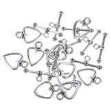 Maxbell 10 Sets Silver Toggle Clasps+25Pcs Alloy Silver Pendants Charms DIY Jewelry