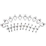 Maxbell 10 Sets Silver Toggle Clasps+25Pcs Alloy Silver Pendants Charms DIY Jewelry