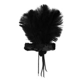 Maxbell Black Crystal Sequins Ostrich Feather Headpiece Vintage Headband Flapper - Aladdin Shoppers