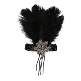 Maxbell Black Crystal Sequins Ostrich Feather Headpiece Vintage Headband Flapper - Aladdin Shoppers