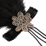 Maxbell Black Crystal Sequins Ostrich Feather Headpiece Vintage Headband Flapper - Aladdin Shoppers